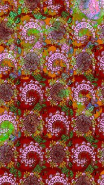 Küçük çiçekteki sevimli çiçek deseni. Raster deseni. Kibar, yaz çiçekleri kırmızı ve kahverengi renklerde. Raster illüstrasyonu.