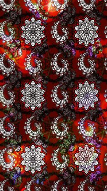 Nazik, narin çiçek arkaplanı. Çiçekli karalama şeklinde Raster çiçek deseni. Kırmızı ve siyah renkte çiçekler.