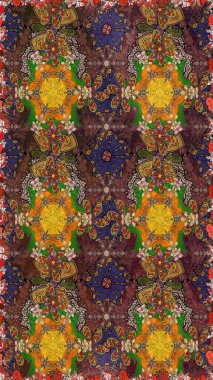 Renkli Bahar Teması eskiz kalıbı. Kahverengi ve turuncu renkli çiçekler. Düz Çiçek Elementleri Tasarım Raster illüstrasyonu. Çiçek eskiz kalıbı geçmişi.