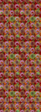 Küçük çiçekteki sevimli çiçek deseni. Renkli ve kahverengi raster çizimi. Birçok kırmızı ve kahverengi soyut çiçekli tropikal çizim deseni.