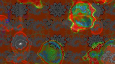 Raster illüstrasyonu. Çiçekli karalama şeklinde Raster çiçek deseni. Nazikçe, bahar çiçekleri kahverengi ve gri renklerde.