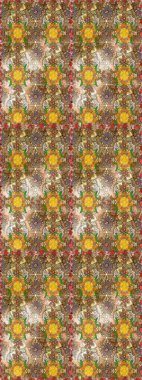 Kahverengi ve bej renkli çiçekler. Düz Çiçek Elementleri Tasarımı. Renkli Yaz Temalı eskiz kalıbı. Raster illüstrasyonunda çiçek deseni çizimi.