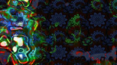 Eskiz geçmişi. Miles Fleur, süslü püslü bir süs. Eski usul. Kumaş, tekstil, duvar kağıdı baskısı için. Tomurcukları papatya çiçekleri olan sevimli bir çiçek deseni. Raster illüstrasyonu.