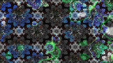 Çiçeksel fantezi tasarımı ve parlak bir arka plan çizimi. Düz Çiçek Elementleri Tasarımı. Renkli Bahar Teması çizim şablonu.