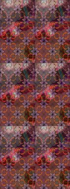 Raster illüstrasyonu. Kahverengi ve nötr renklere karalamalar çizen kusursuz çiçek deseni.