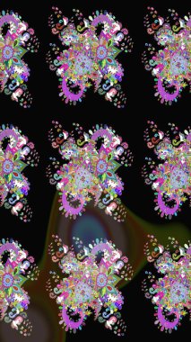 Nazikçe, güzel çiçek arkaplanı. Çiçekli karalama şeklinde Raster çiçek deseni. Siyah ve kahverengi renkte çiçekler.