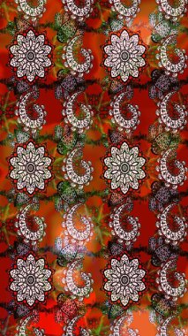 Küçük çiçekteki sevimli çiçek deseni. Kahverengi ve kırmızı renkte çiçekler.