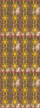 Raster. Kahverengi ve bej renkli güzel çiçekli eskiz deseni, suluboya çiçek deseni, duvar kağıdı, kart veya kumaş için fayanslı..