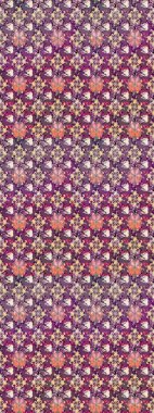 Renkli Bahar Teması eskiz kalıbı. Düz Çiçek Elementleri Tasarımı. Raster Modaya uygun kumaş deseni. Mor ve bej renkli şirin çiçek deseni.