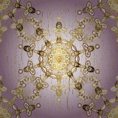 Kış kar dokusu duvar kağıdı. Tarafsız ve bej renklerde altın kar taneleri. Noel altın kar tanesi kusursuz desen. Sembol bayramı, yeni yıl kutlama vektörü altın desen.