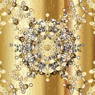 Lüks, kraliyet ve Viktorya dönemi konsepti. Altın elementlerle bej ve sarı renklerde altın desenler. Vector vintage barok çiçeksiz altın desenli. Süsleme.