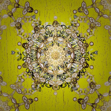 Paisley 'ler zarif çiçek desenli arka plan duvar kâğıdı çizimleri, kaliteli, modern, üç boyutlu sanat eseri, sarı ve beyaz desenli çiçek yaprakları ve süslemeleri..