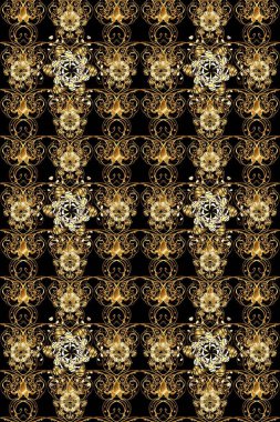 Kusursuz altın desen. Raster oryantal süs. Altın desenli hoş renkler ve altın elementler.