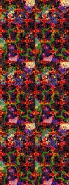 Çiçeksel çizim kalıbının yansıması. Vadinin çiçekleri siyah ve kahverengi renklerde.