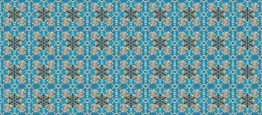 Raster illüstrasyonu. Dekoratif simetri arabesk. Doğum günü kartı, davetiye ya da afiş için iyidir. Ortaçağ çiçek desenini çiz. Altın maviye, bej ve gri renklere.