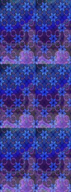 Design gift wrapping paper, greeting cards, posters and banner design. Flowers on blue and violet colors. Raster flat flowers seamless pattern.