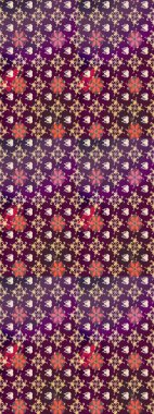 Modern çiçek arkaplanı. Moda baskıları için zarif bir şablon. Halk tarzı. Parlak renkli çiçekleri ve mor ve bej renklerinde yaprakları olan şaşırtıcı, pürüzsüz çiçek deseni..