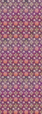 Renkli Bahar Teması eskiz kalıbı. Düz Çiçek Elementleri Tasarımı. Raster Modaya uygun kumaş deseni. Mor ve bej renkli şirin çiçek deseni.