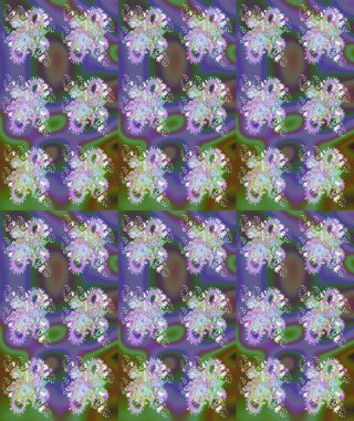 Tarafsız ve yeşil kıvırcık çiçekler tarafsız ve yeşil renklerde şekillenir. Raster illüstrasyonu. Klasik çiçek tasarım elementleri.