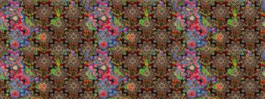 Kahverengi ve bej renkli çiçekler. Elle boyanmış suluboya resim çizimi çiçekler ve bitkiler.