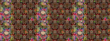 Çiçek. Raster illüstrasyonu. Bej ve kahverengi renklerde. Taslak dekoratif arka plan, çiçek mandala.