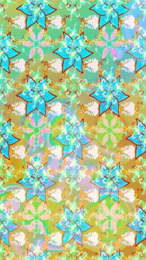 Flowers on neutral and blue colors. Gentle, spring floral background. Raster floral pattern in doodle style with flowers.