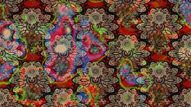 Taslak dekoratif arka plan, çiçek mandala. Raster illüstrasyonu. Çiçek. Kahverengi ve bej renklerde.