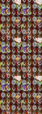 Kahverengi ve gri renkli çiçekler. Asya tekstil tarzında. Raster illüstrasyonu. Çiçek desenli çizim. Renkli Bahar Teması eskiz kalıbı. Düz Çiçek Elementleri Tasarımı.