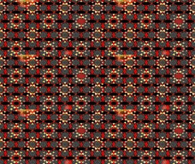 Raster illüstrasyonu. Çizim çiçek deseni duvar kâğıdı olarak kullanılabilir. Siyah ve kırmızı renkte çiçekler.