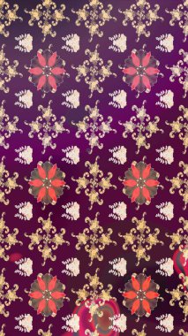 Renkli Yaz Temalı Kusursuz Arkaplan. Sevimli çiçek raster deseni. Düz Çiçek Elementleri Tasarımı. Mor ve bej renkte çiçekler.