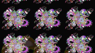 Modern çiçek arkaplanı. Parlak renkli çiçekleri olan ve siyah ve nötr renklerde yaprakları olan harika bir çiçek deseni. Moda baskıları için zarif bir şablon. Halk stili.