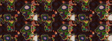 Nakış desenli çiçek deseni. Parmak izi, kumaş, duvar kâğıdı, tekstil için raster dokusu. Renkli grunge soyut arkaplanı colokahverengi ve yeşil çiçeklerle zenginleştirir.