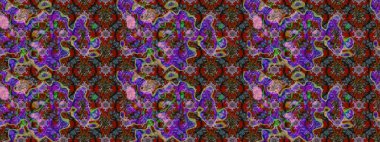 Raster illüstrasyonu. Kahverengi ve kırmızı renklerde bahar çiçekleri. Çiçek ve yapraklı karalama şeklinde Raster çiçek deseni.