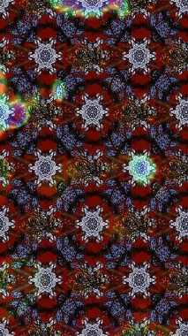 Siyah ve kahverengi renkli Asya tekstili. Raster illüstrasyonu. Suluboya çiçekli çiçek deseni.