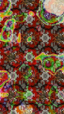 Raster Güzel kumaş deseni. Raster suluboya deseni, narin çiçekler, kırmızı ve kahverengi çiçekler, tebrik kartı şablonu..