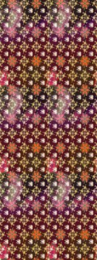 El çizimi. Çiçekli, yapraklı, çiçek desenli eskiz. Raster illüstrasyonu.