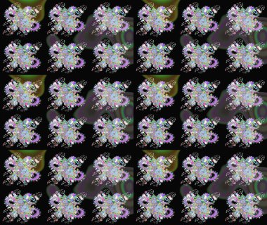 Raster illüstrasyonundaki çiçek desenli çizim. Siyah ve nötr renkte çiçekler.