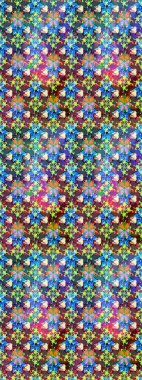 Raster illüstrasyonundaki çiçek desenli çizim. Suluboya tarzında mavi ve kahverengi renkte çiçekler.