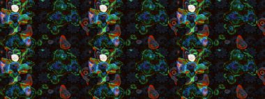 Siyah ve gri renkte çiçekler olan çiçek deseni çiz. Suluboya tarzında siyah ve gri renkte çiçekler.