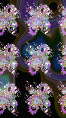 Renkli Yaz Temalı eskiz kalıbı. Modaya uygun kumaş deseni. Sevimli çiçek raster deseni. Düz Çiçek Elementleri Tasarımı.