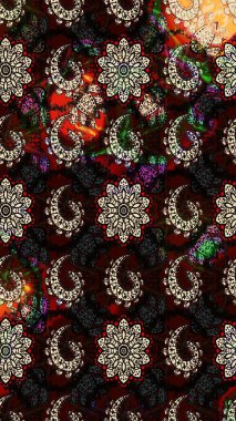 Çiçek desenli eskiz. Siyah ve kahverengi renkte çiçekler. Düz Çiçek Elementleri Tasarım Raster illüstrasyonu. Renkli Bahar Teması çizim şablonu.