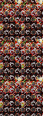 Siyah ve gri renkli çiçekler. Çiçek desenli eskiz, yaz çiçekleri. Renkli Bahar Teması eskiz kalıbı. Düz Çiçek Elementleri Tasarımı.