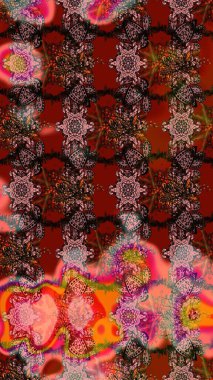 Renkli Bahar Teması eskiz kalıbı. Şirin çiçek elementleri. Düz Çiçek Elementleri Tasarımı. Raster illüstrasyonu. Çizim deseni Modaya uygun kumaş deseni.