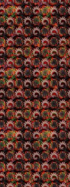 Raster Güzel kumaş deseni. Raster suluboya deseni, narin çiçekler, siyah ve kahverengi çiçekler, tebrik kartı şablonu..