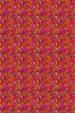 Sevimli çiçek raster deseni. Hoş renklerde çiçekler. Düz Çiçek Elementleri Tasarımı. Kusursuz Renksiz Bahar Teması Kusursuz Arkaplan.