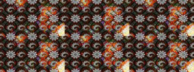 Taslak dekoratif arka plan, çiçek mandala. Raster illüstrasyonu. Çiçek. Siyah ve kahverengi renklerde.