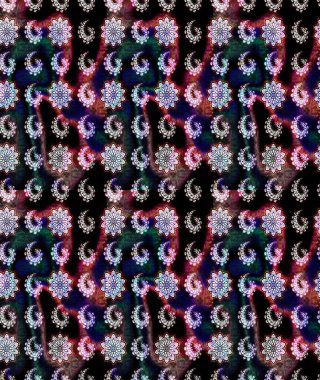 Sevimli çiçek raster deseni. Sketch Colour Spring Theme eskiz kalıbı. Düz Çiçek Elementleri Tasarımı. Siyah ve mavi renkte çiçekler.