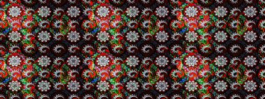Raster deseni. Çiçekli çiçek deseni, suluboya. Süslü kumaş deseni.