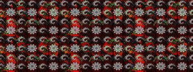 Eski moda arka plan. Çiçek çelengi. Kıvırcık, parlak örgü. Desen, çizim, çiçek sınırı. Raster illüstrasyonu. Güzel, pürüzsüz kumaş, tuval..