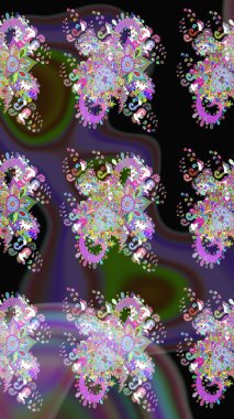 Raster illüstrasyonu. Tekstil veya kitap kapakları, imalat, duvar kağıtları, baskı, hediye paketi ve yapıştırma kitabı için çiçek eskizi geçmişi. Küçük ölçekli çiçeklerdeki basit sevimli desen.